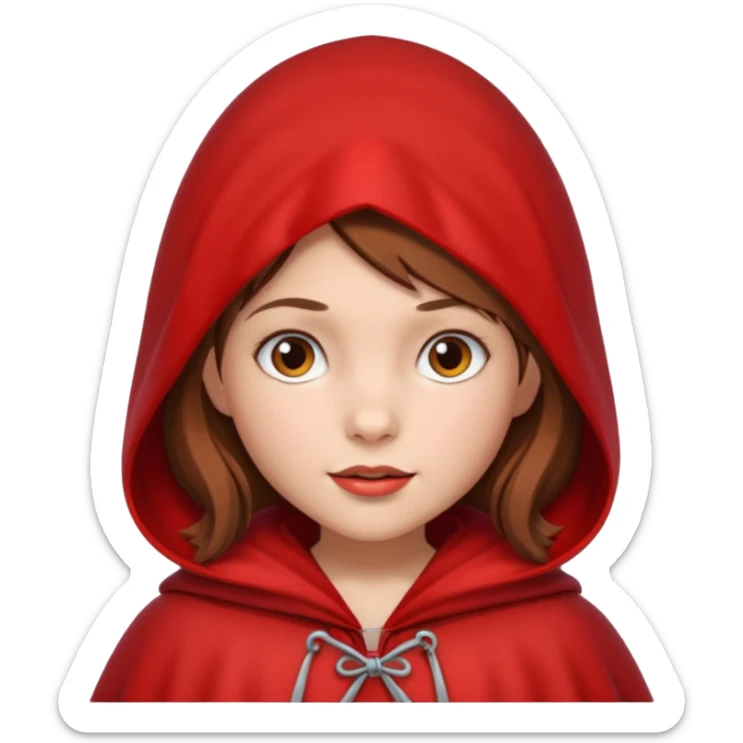little red riding hood with brown hair 10 years old girl sticker