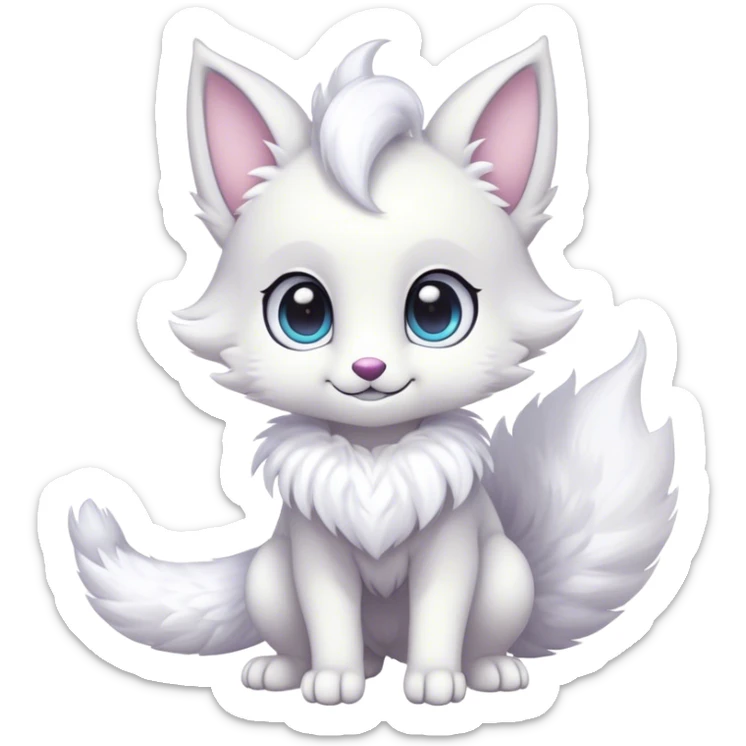 Kawaii bright fantasy ethereal anthro fursona Fakemon with tufted tail  sticker
