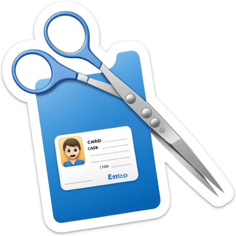 Scissors cutting ID card in half sticker