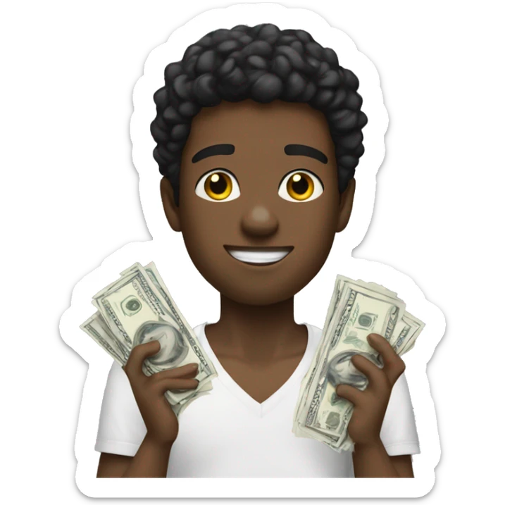 Young black guy with amiri shirt holding a lot of cash  sticker