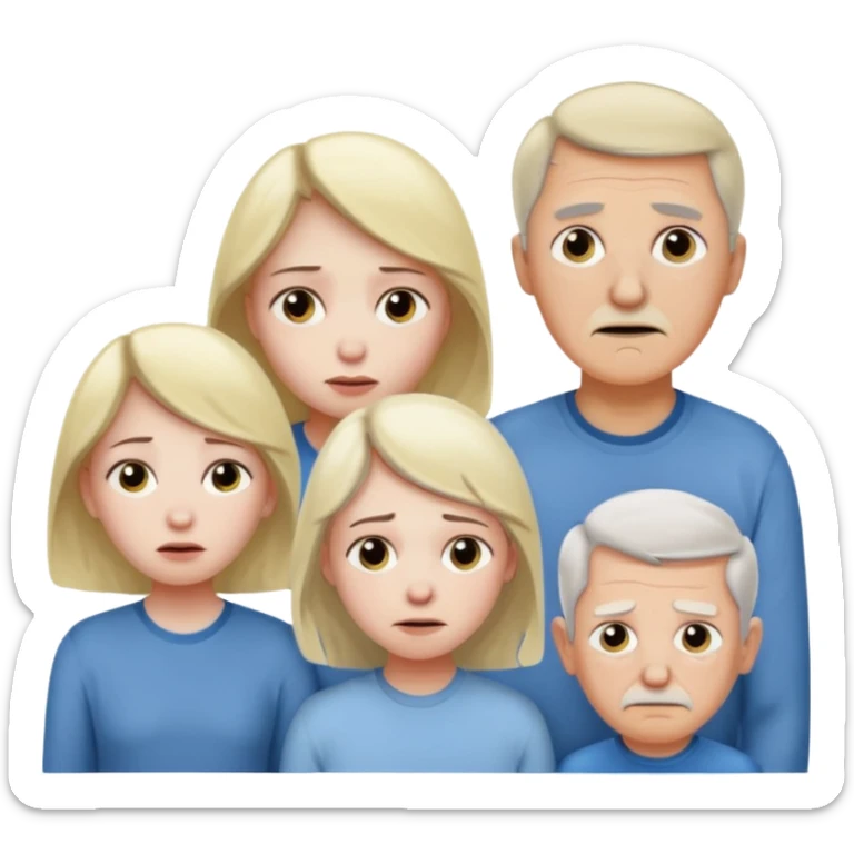 Ok keep this just change it a bit Standing next to the wife I want her brother to be sick and her parents are smiling and her grandfather is sick (no grandma) on the wife’s side. sticker