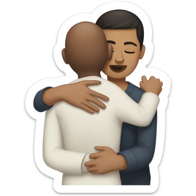 Comforting hug from brunette Puerto Rican woman to shorter bald male sticker
