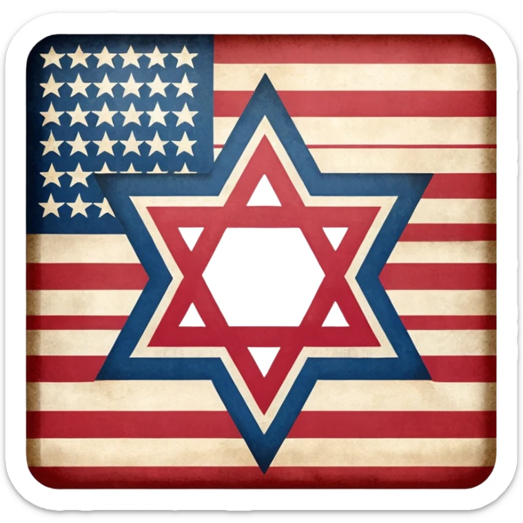 United States flag with a swastika symbol and star of david symbol on the flag sticker