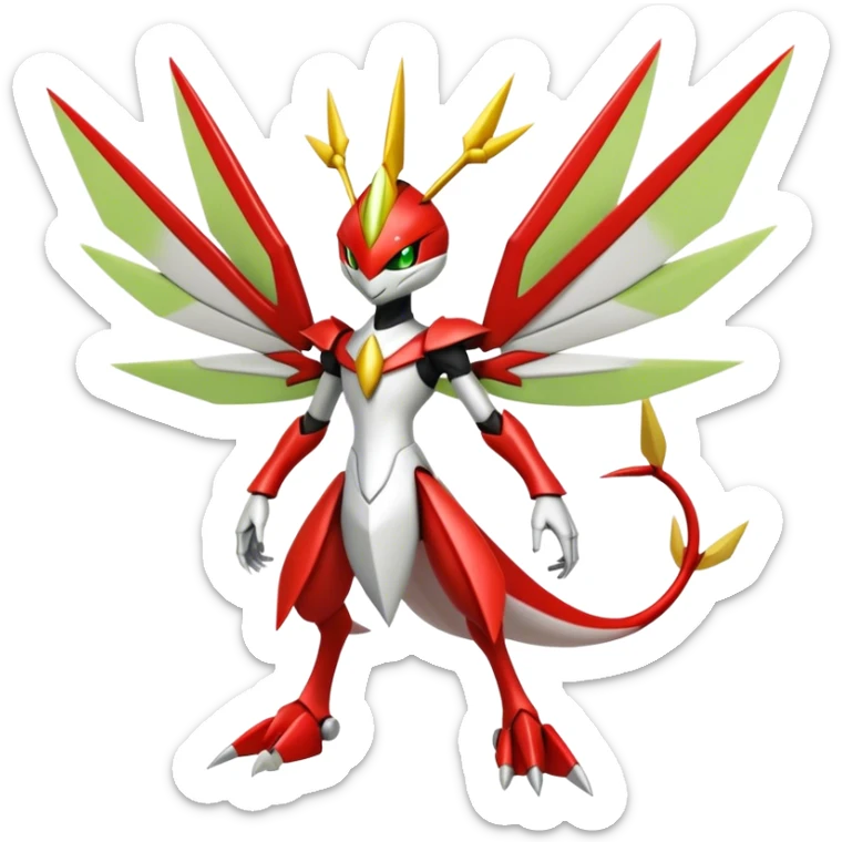 Cute Cool Edgy Shiny Ethereal Legendary Kartana-Digimon-Scizor-hybrid full body sticker