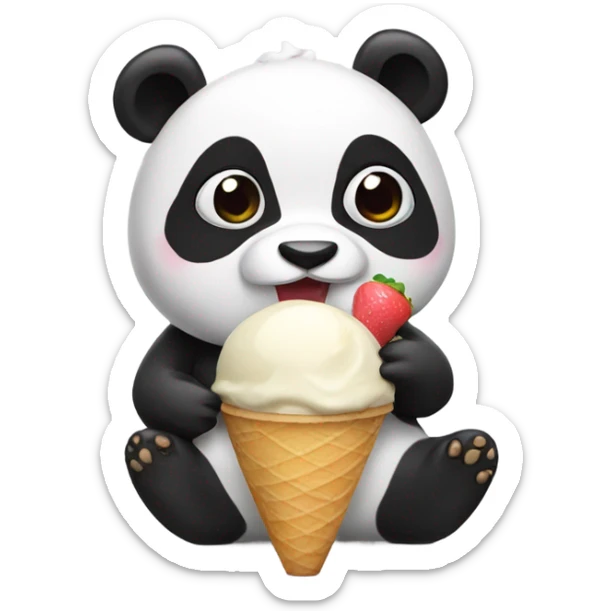Panda eating ice cream sticker