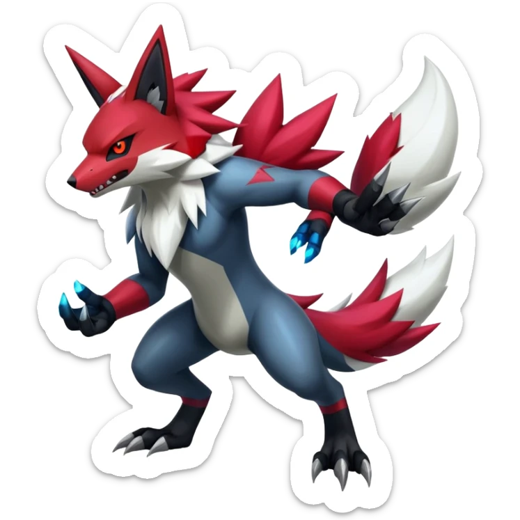 Shiny Epic Badass Zoroark-Zangoose-Zeraora-hybrid (Full body) sticker