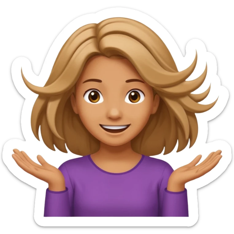 Create an emoji that says well duh and has a girl flipping her hair sticker