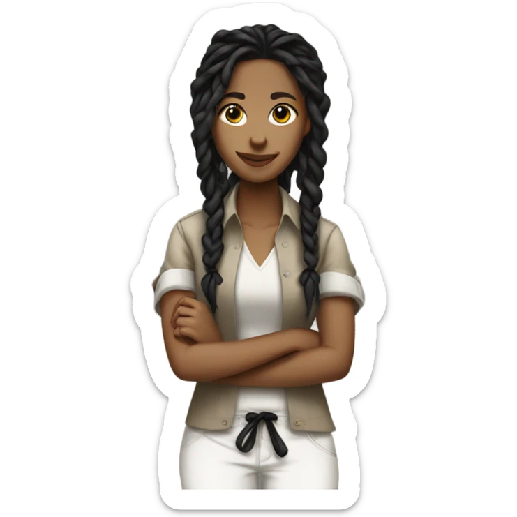 Tan girl with black locs dark white tied shirt  sticker