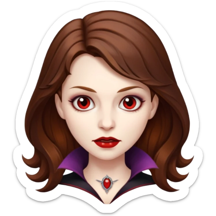 Kahverengi saçlı beyaz tenli vampir bir kadın sticker