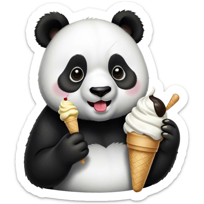 Panda eating ice cream sticker