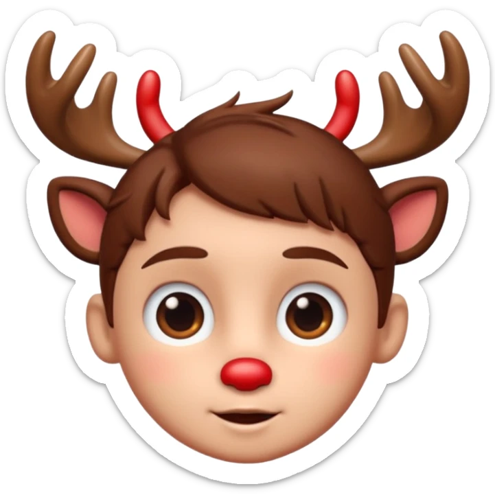 Rudolph cute face emoji for slack simple with hair, like the first one of that most recent message sticker