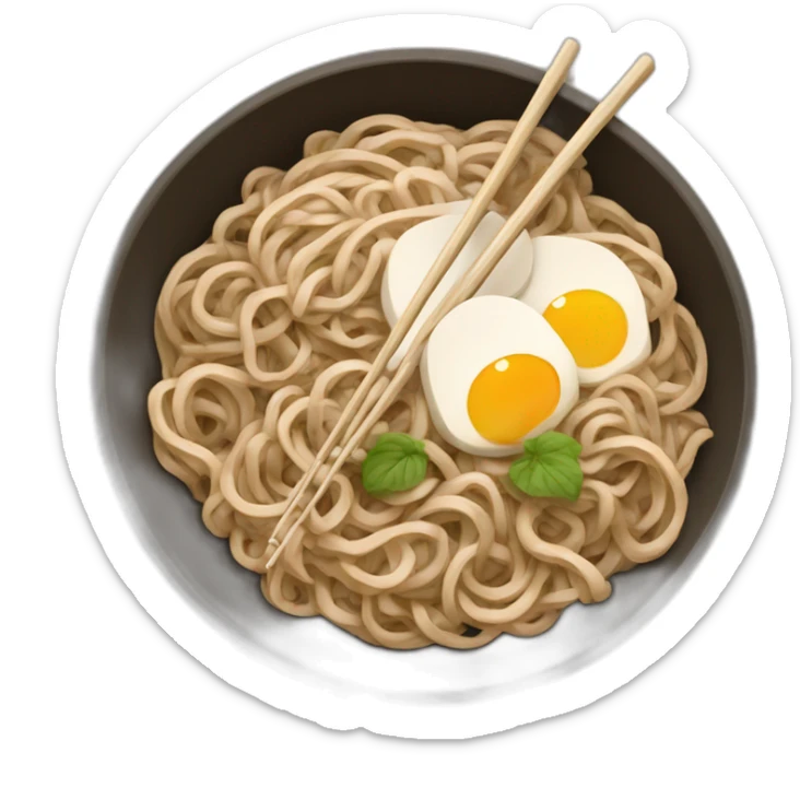 bowl of japanese buckwheat soba noodles with two chopsticks sticker