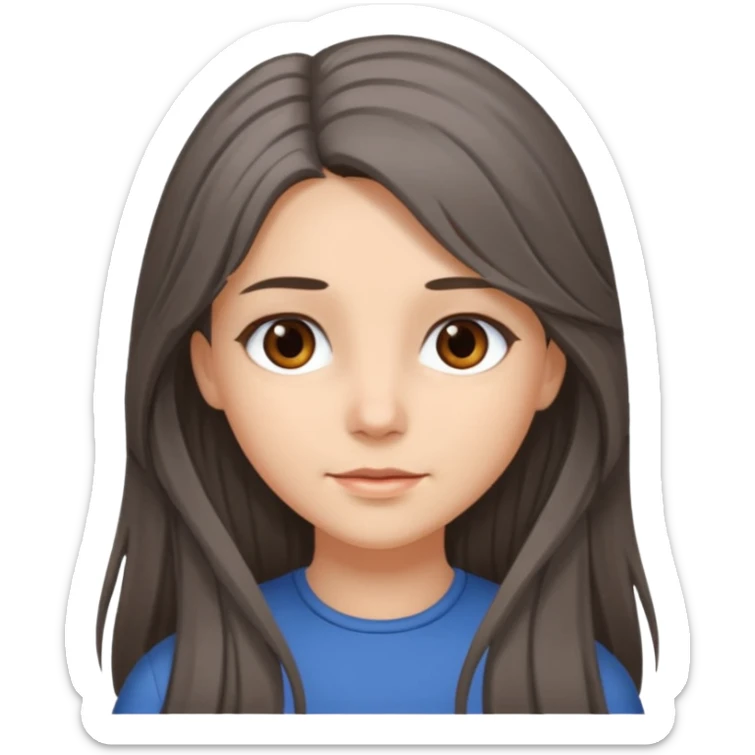 brunette girl long hair with strands of gray hairs sticker