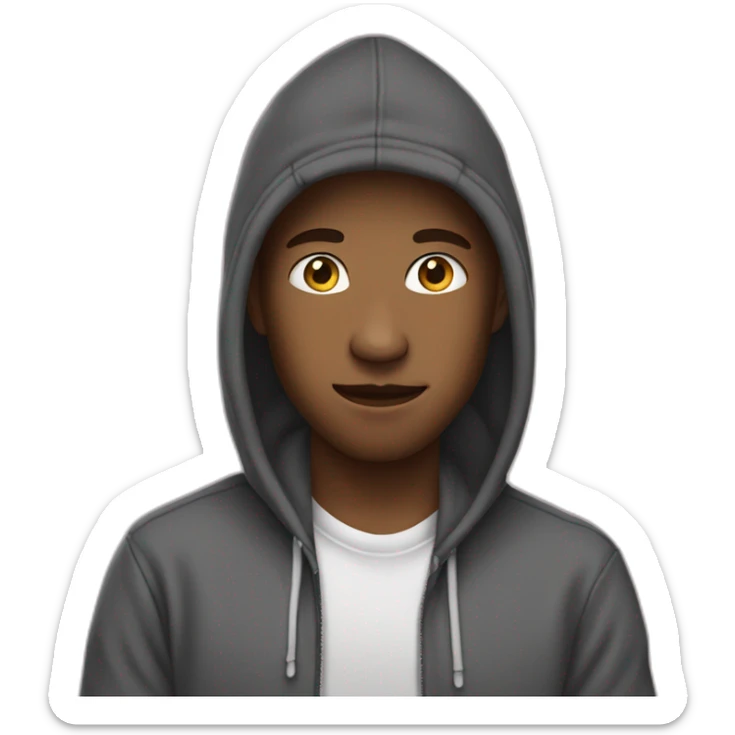 A teenage scumbag with a hoodie and rapper hand signs sticker