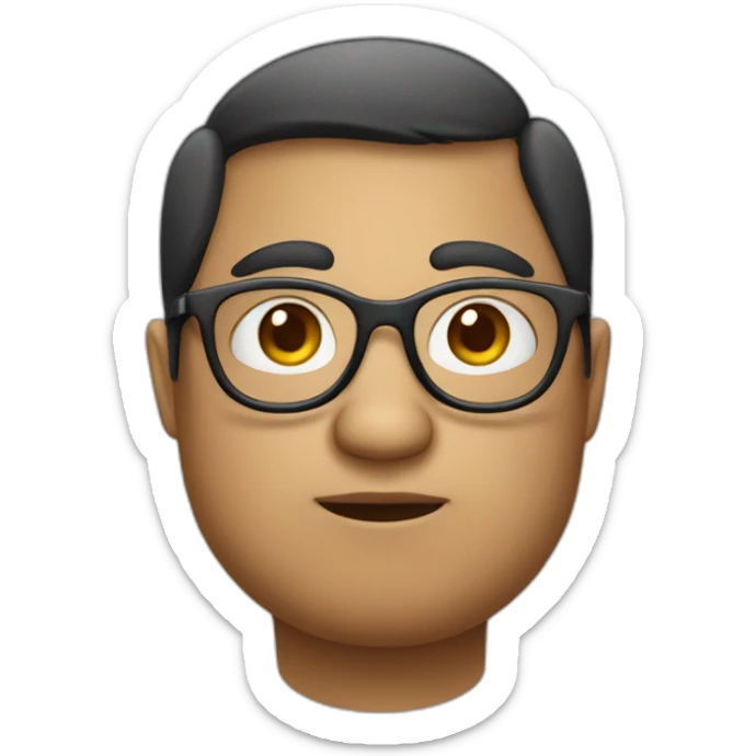 A person who is a little fat and has a round face and big eyes with glasses sticker
