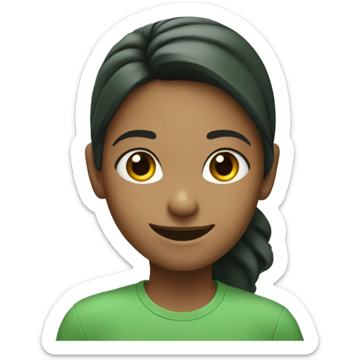 smiling girl in green shirt sticker