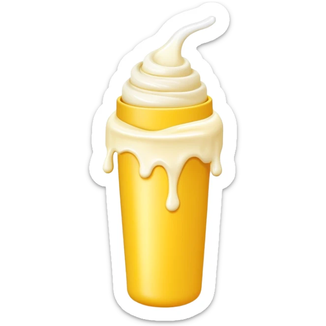 Yellow tube of cream or ointment with cream coming out of the opening sticker