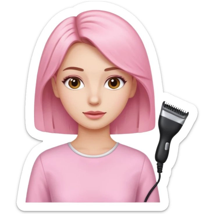 woman at the hairdressers with light pink clothes sticker