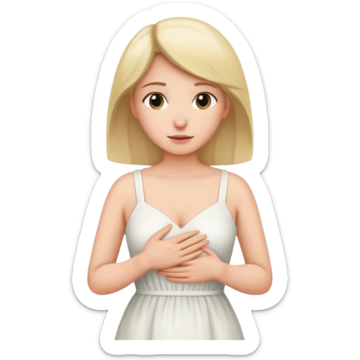 the woman holds one hand on her chest and the other on her stomach sticker