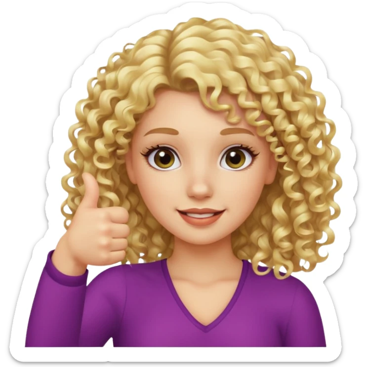 blond girl doing thumbs up sign sassy make it with curly hair and lashes sticker