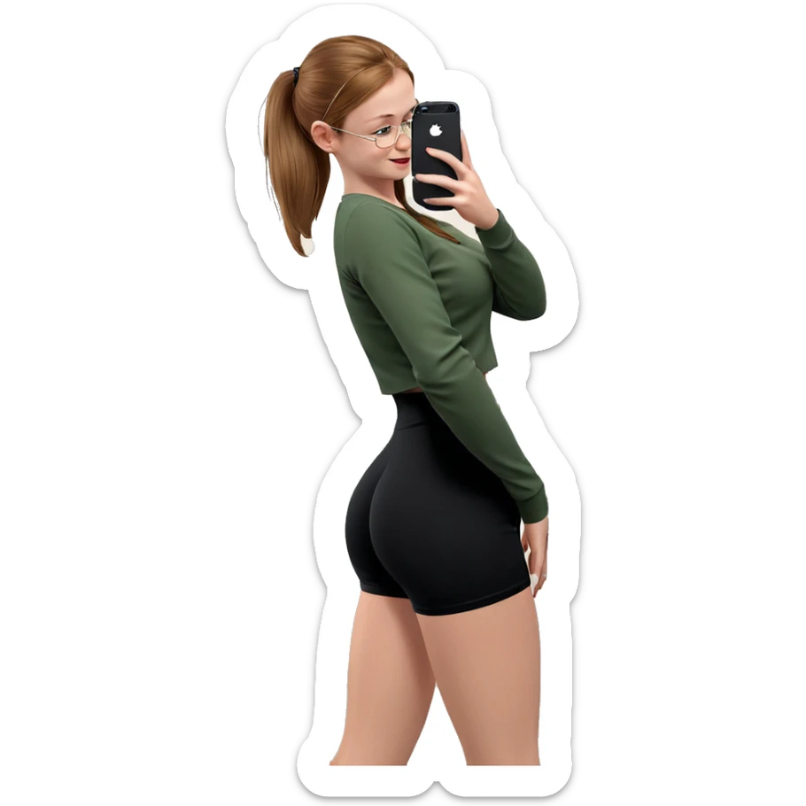 girl taking mirror selfie sticker