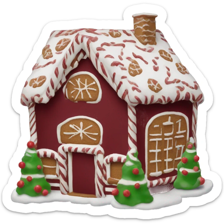 Burgundy gingerbread house sticker