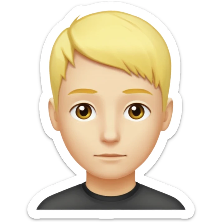 Gözlük yok saçları sarı renk sağ taraf saç kesimi sıfır sticker