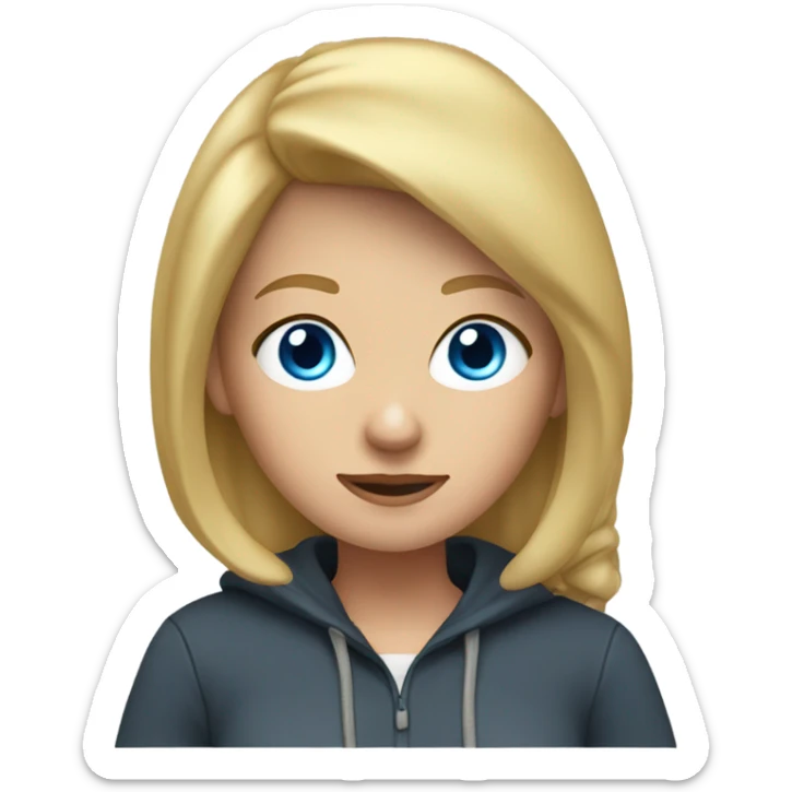 Female blond haired blue eyed teacher wearing a hoodie and sweatpants sticker