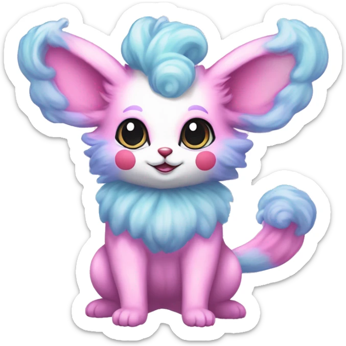 Kawaii Pastel Cotton-Candy-Colored Clown-Eeveelution-Cute-Pokémon-fusion full body sticker