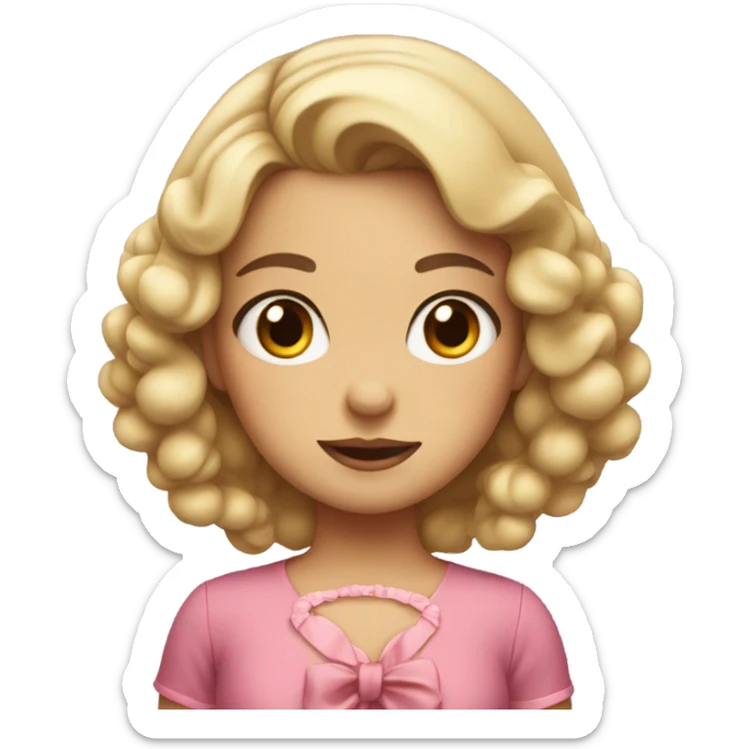 Cartoon girl in dress with bow in her hair sticker