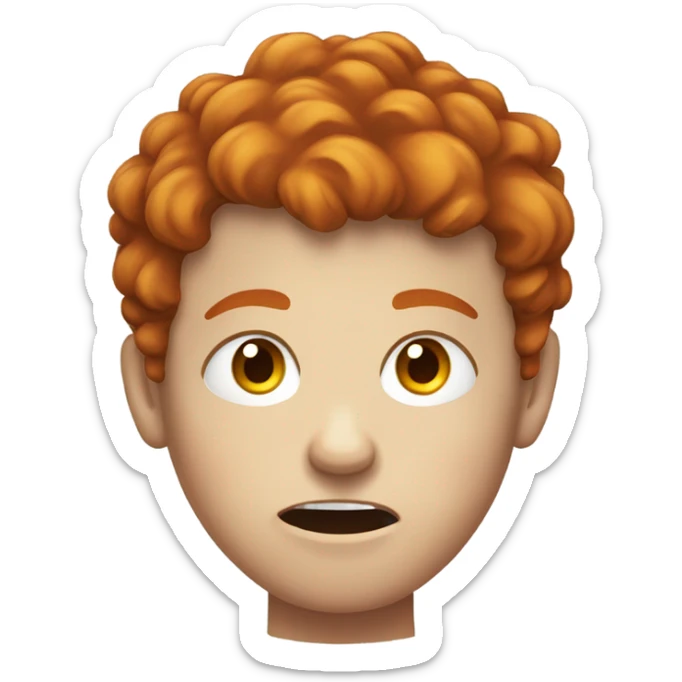 a red head boy with short but curly hair who has a ton of freckles and he is angry almost tuning purple sticker