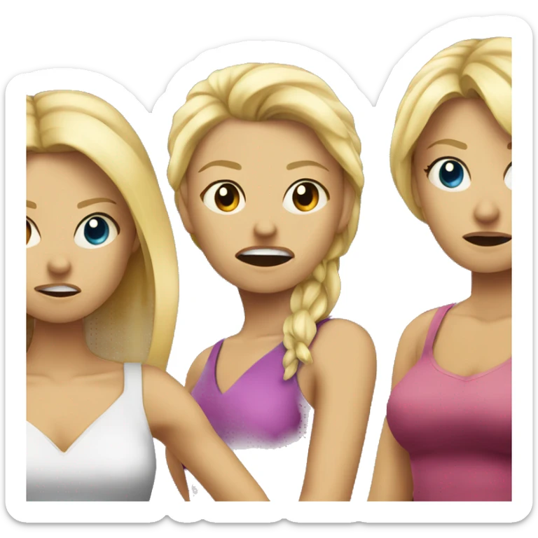 Two blonde Caucasian girls angry at their friend because he didn’t come to the bar sticker