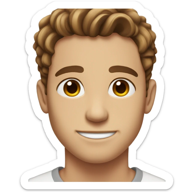 guy with freckles, flowy middle part brown eyes brown hair and a jawline 16 years old sticker