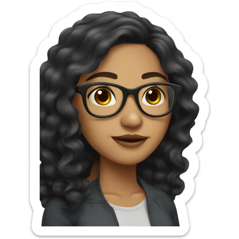 Latina girl with glasses and dark long wavy hair sticker