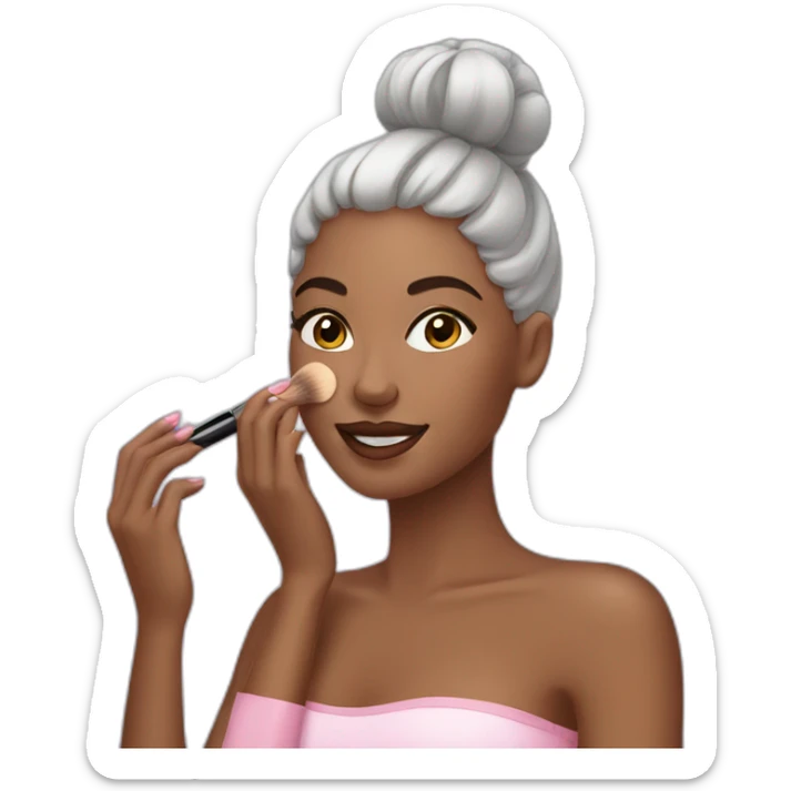 a woman taking care of her beauty with cosmetics sticker