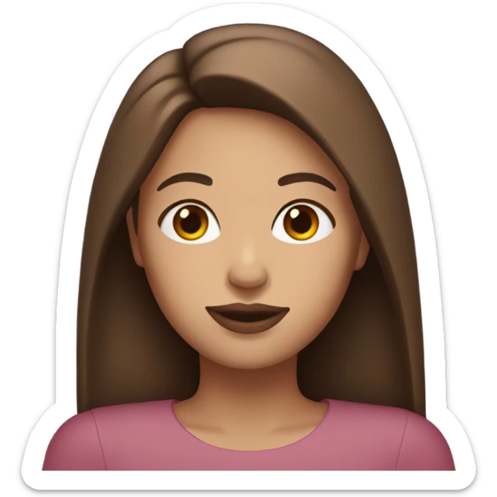 Woman with pink lips and straight brown hair white  sticker
