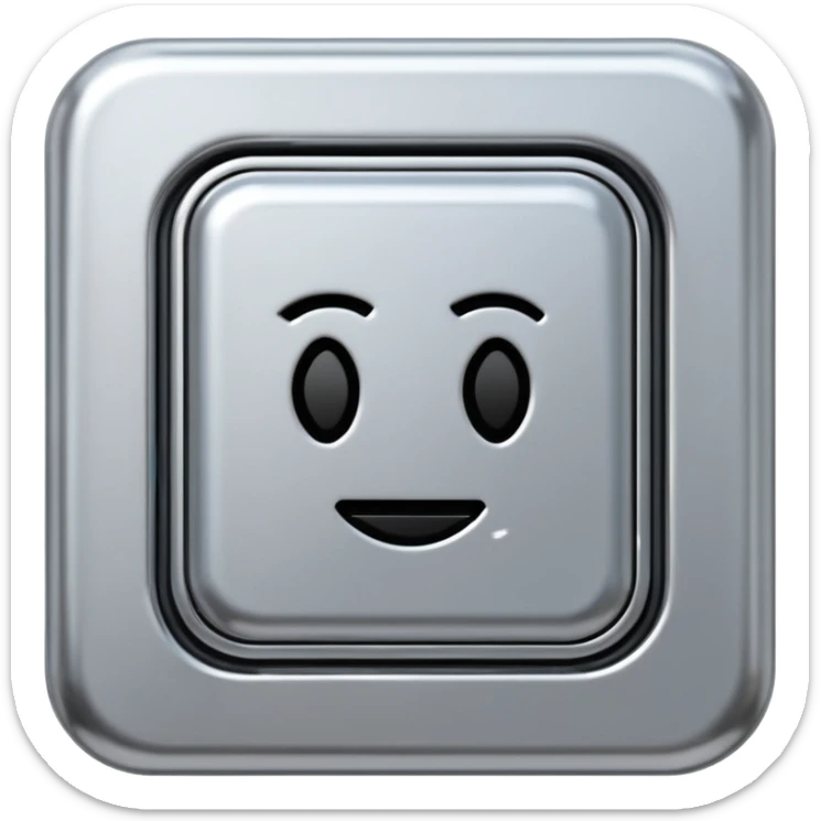 A futuristic microchip emoji made of polished silver chrome, minimal circuit details, smooth metallic surface, soft lighting, iOS emoji style, centered, clean white background sticker