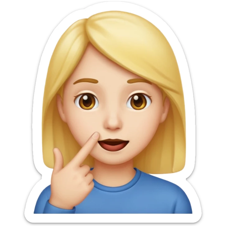 Emoji coqueto con una leve sonrisa y un dedo en la boca sticker