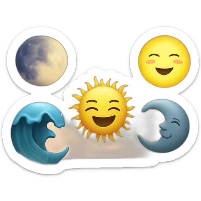 make an emoji of sun, ocean and moon together.. but it should be good and realistic sticker
