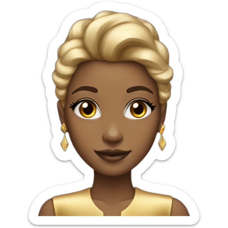 Posh-girl-with-golden-suit-and-blue-eyes-and-rainbow-unicorn-hair sticker