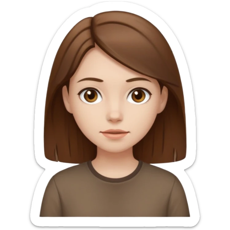 Pale girl brown hair and wearing brown shirt  sticker