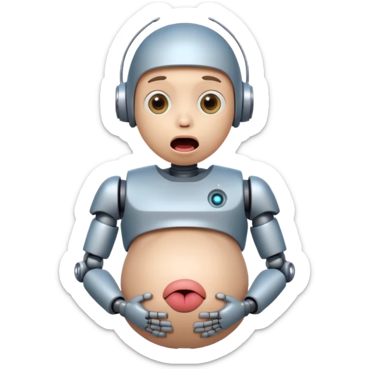 boy robot looking surprised with pregnant and looks funny and has a freaky tounge sticker