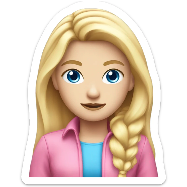long blonde hair blue eyed pink gamer girl   sticker
