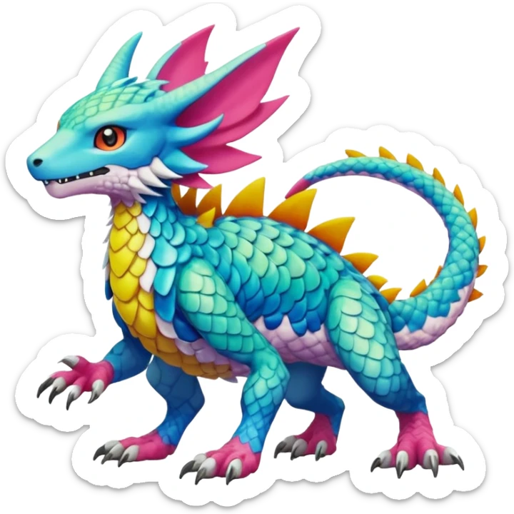 colorful Fakémon-Digimon-Fionbri-Trico-creature (full body) sticker
