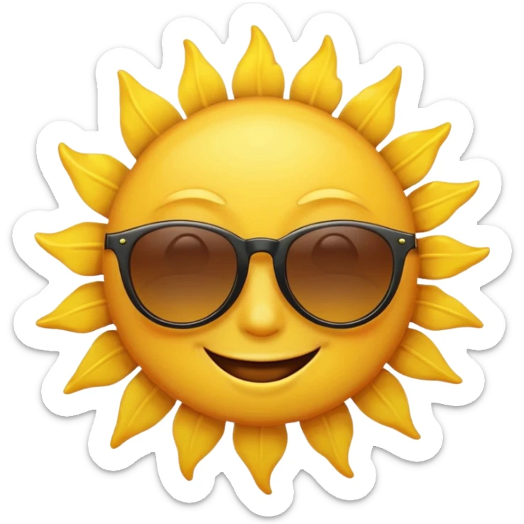 can i have an image of a yellow sun smilling with sun glasses on sticker
