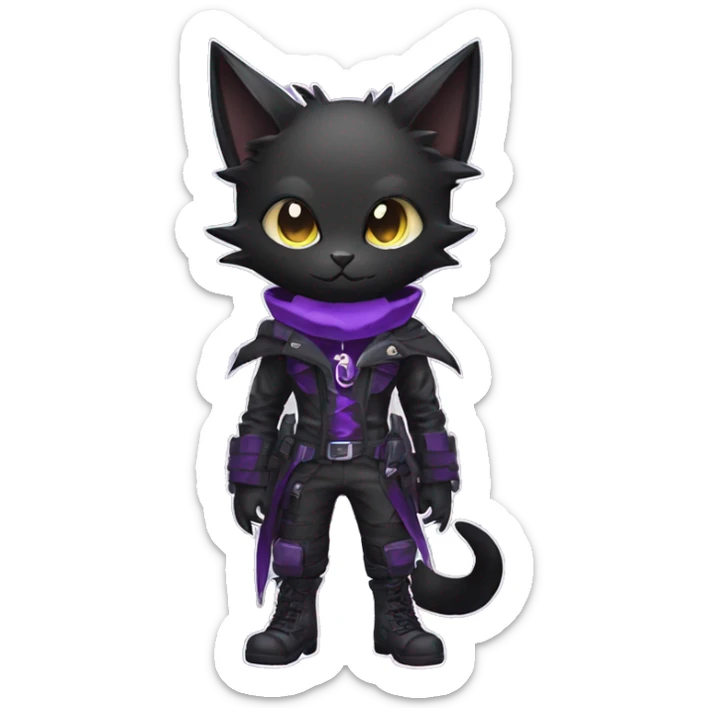 cool edgy evil black techwear Purple nargacuga-bat-cat-Fakemon collar full body sticker