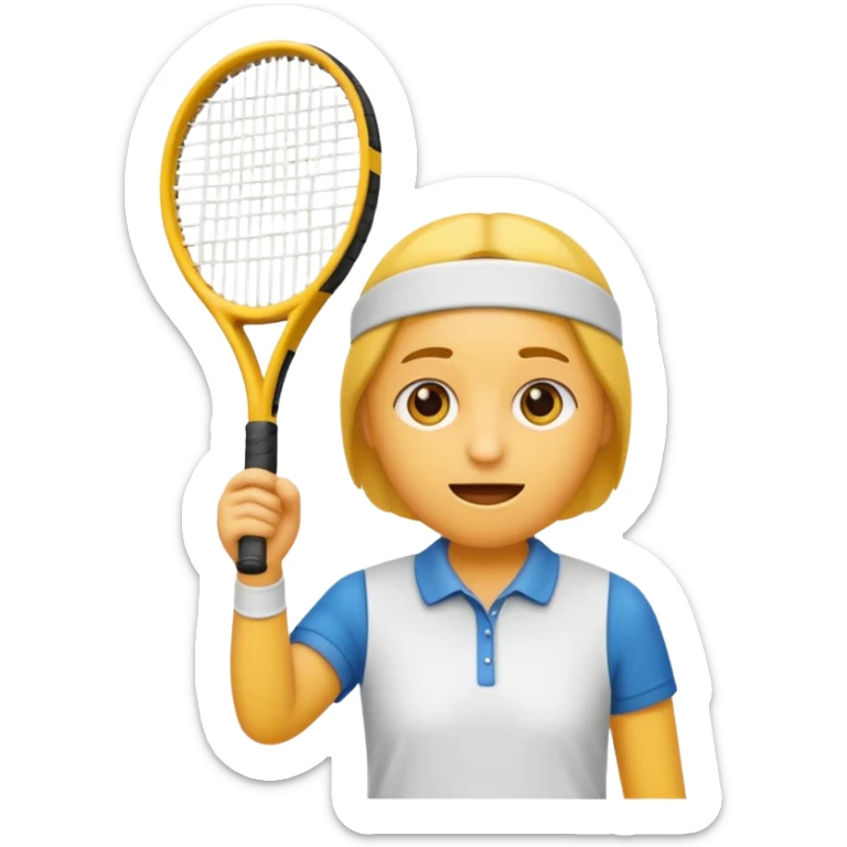 maak en emoji die moe is door het sporten het heeft een tennis band op zijn hoofd en hij is super moe die ook zweet druppels heeft  sticker