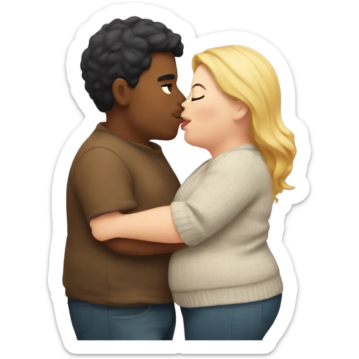 Chubby couple kissing  sticker