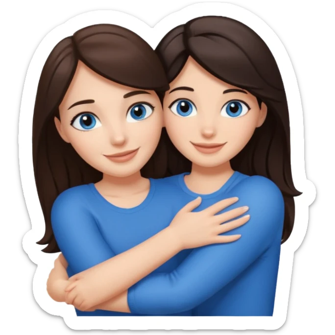 Brunet z ciemnymi oczami przytulający się do brunetki z niebieskimi oczami sticker