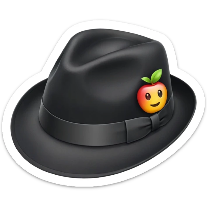 A fedora emoji in the style of Apple emojis, simple and colorful. sticker